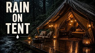 Luxury Tent in the Rainy Forest | 3 Hours Rain on Tent & Nature Sounds | No Music