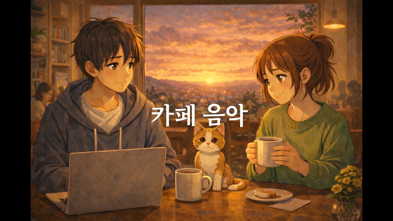 노을 카페에서 흐르는 따뜻한 음악 ☕ | Ghibli Cafe Healing Music