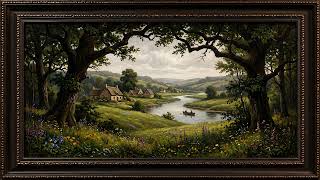 6 HOURS Silent 4K Screensaver | Cozy English Riverside Village & Cottage Ambience