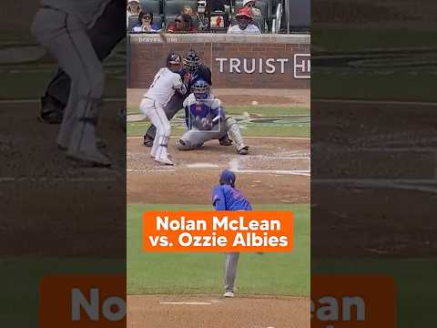 Nolan McLean punches out Ozzie Albies 👊 #mets #mlb #baseball #sports #highlights