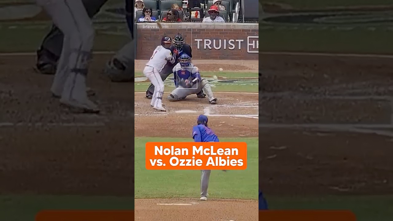 Nolan McLean punches out Ozzie Albies 👊 #mets #mlb #baseball #sports #highlights