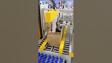 Adaptive folding and sealing machine, accurately identifies carton size and automatically..