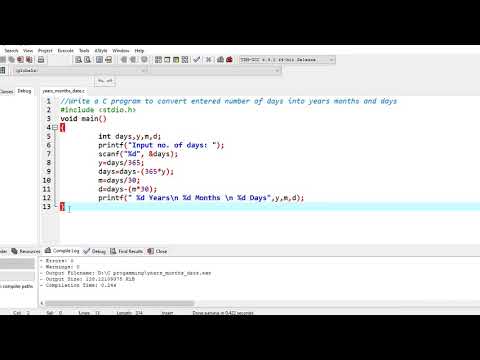 C Program to Convert days into year months and day | Program clips
