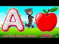 ABC Song for Kids | A for Apple 🍎 | Fun Nursery Rhymes with Talking Cat 🐱