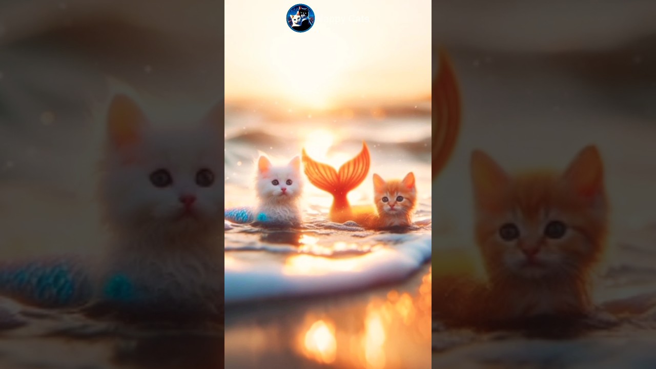 Happy Kittens and mermaids 🏖️🐈🧜‍♀️ beach 💙 