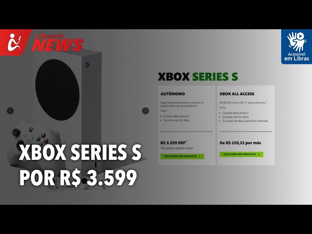 Microsoft reitera que o novo preço do Xbox Series S no Brasil é R$ 3.599