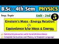 Einstein's Mass-Energy Relation | B.Sc 4th Sem Physics | Modern Physics | Chetan Sir