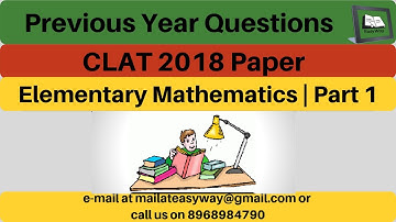 #CLAT_2020| Previous Year Questions | #Elementary_Mathematics | #CLAT_2018 Paper | Part 1