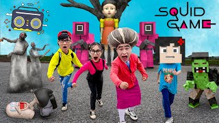Squid Game in real life VS Scary Teacher 3D in real life #2 / Minecraft Monkey / Among Us / Granny