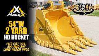 54” wide, 2 Yard, MassX Bucket, to Fit Cat 374, 390 & 395 Long Reach Packages, 360