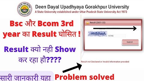 DDU Gorakhpur university/ Bsc and Bcom 3rd year result out | Result क्यो नही दिखा रहा ??||