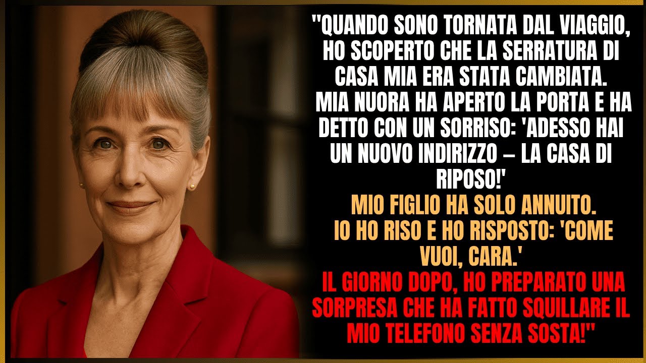 Tornata dal viaggio, trovai la serratura cambiata. Mia nuora aprì la porta e disse...