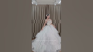 Váy cưới cúp ngực tùng kim sa vảy dệt bắt ánh sáng🤩-Xưởng áo cưới Nam Việt 0868921807