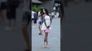 Chinese girl street style fashion beautiful girl #shortsvideo #chinesefashion