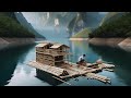 Spend A Month Building A Bamboo Boat On The Lake, Amazing! #handmade #houseboat
