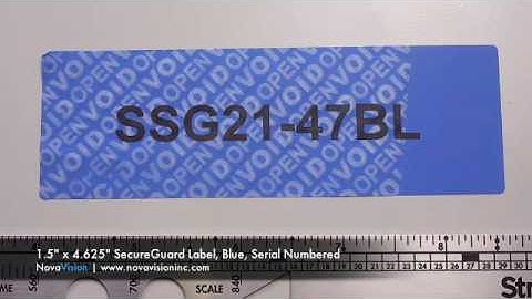 Security Seals - 1.5" x 4.625" SecureGuard Label, Blue, Serial Numbered (non residue)