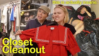 extreme closet cleanout of my sister's hoarder closet (purging clothes for first time in years lol)