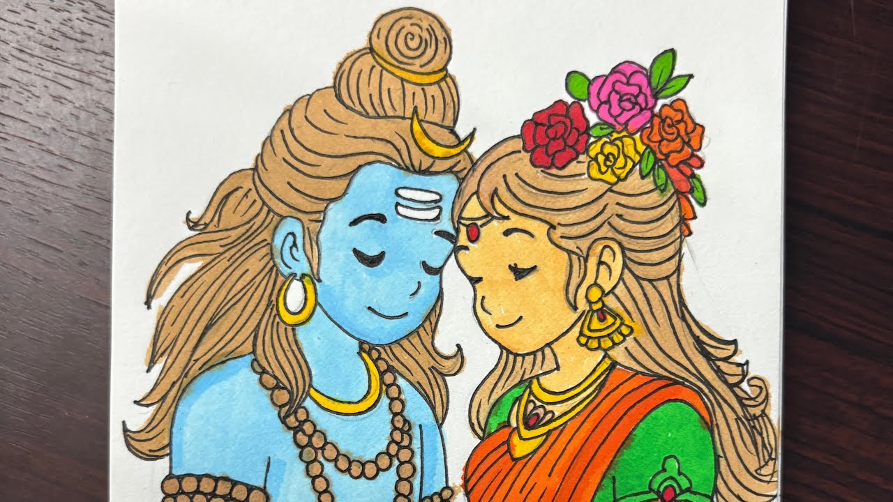 Shivan Parvathi Drawing Tutorial | Divine Couple Art✨❤️✍🏻