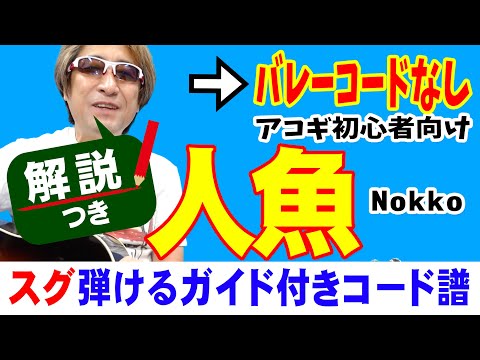 人魚 ギター 弾き方 (初心者向け コード 簡単) / nokko 【解説付き】