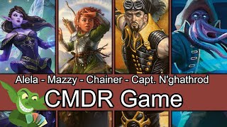 Alela, Cunning Conqueror vs Mazzy vs Chainer vs Captain N'ghathrod EDH / CMDR game play