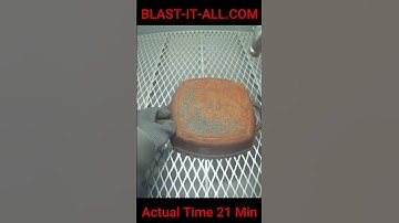 Cleaning Cast Iron Pan by sandblasting with Glass Beads - Before and After, Satisfying