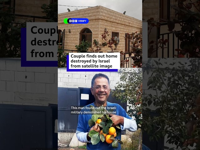 Couple finds out home destroyed by Israel from satellite image. #Lebanon #Israel #BBCNews