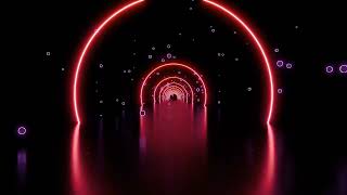 Colourful Neon Hoop Tunnel with Floating Orbs - Free Background