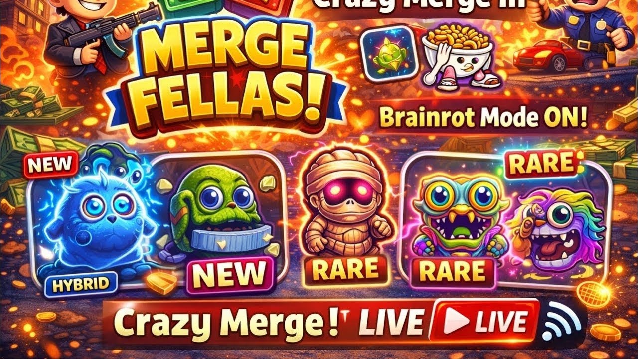. 🚀 👀  . 💎 Can I Unlock Rare Brainrots? | Merge Fellas Live | 