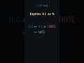 Percent, Fraction, Decimal: One Value, Three Writings (50% = 1/2 = 0.5) #Shorts