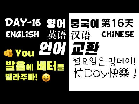 매일 언어교환 16일 【영어】내 발음에 버터를 바르자! 【중국어】월요일은 망데이 忙Day!