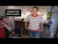 Dokotoo Women's Short Puff Sleeve Tops 2026 Striped Lightweight Sweaters | Trendy,Crewneck, Casual,B