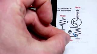 Quick NPN BJT current source using trimpot voltage divider circuit schematic to breadboard build
