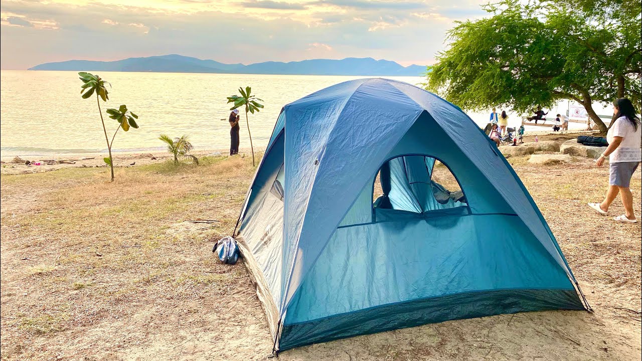 กางเต็นท์🏕นอนริมทะเล“หาดสอ”สัตหีบ🇹🇭
