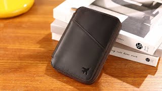 Polare Leather Tri-Fold RFID Blocking Pilot Wallet Passport Holder and Document Organizer screenshot 3