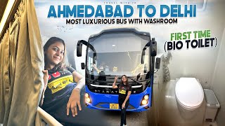 Ahmedabad to Delhi in Most luxurious bus with washroom 4 Lakh ka ( Bio toilet 🚽) Travel with Jo