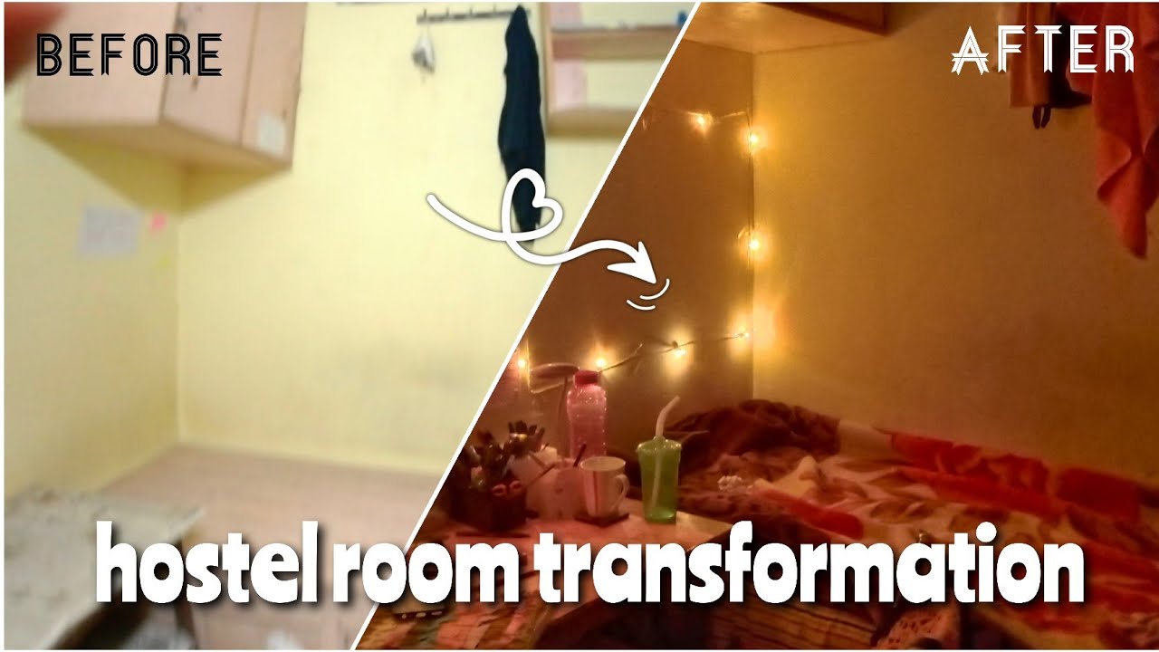 Hostel ROOM TRANSFORMATION on a Budget|Room Makeover|Hostel Room Tour ...