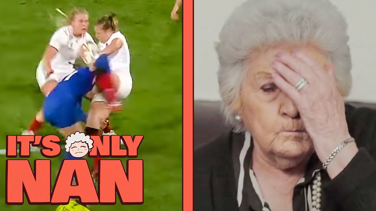 Grime Gran reacts to HUGE tackle from RWC2021!