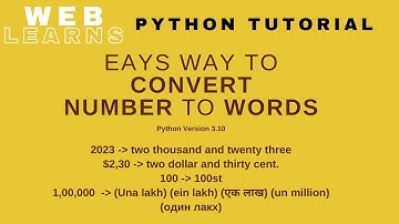 How to convert number to text or words using num2words python lib | latest python tutorial