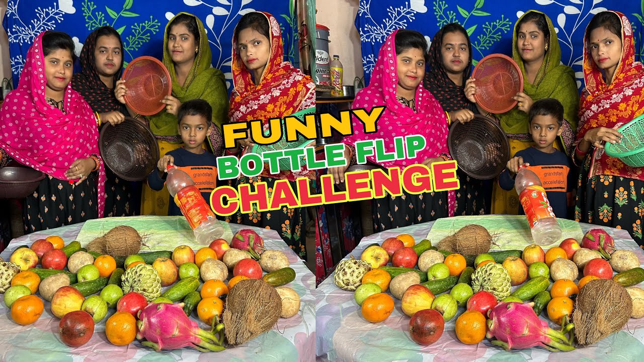 Unlimited Fruits Bottle Flip Funny Challenge With My Family🔥