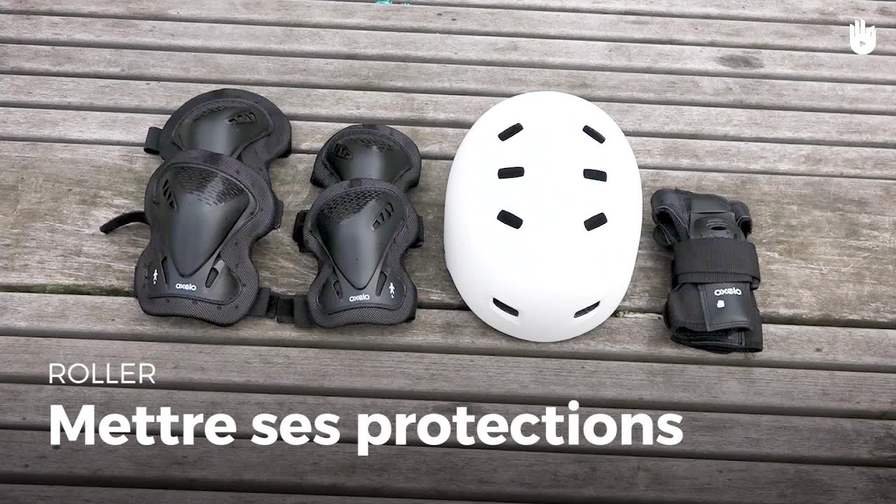Set 3x2 protections roller trottinette skate enfant PLAY noir pour