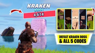 How to DEFEAT KRAKEN BOSS in SHARK TYCOON FORTNITE! All 5 Vault Access Codes Locations Shark Tycoon