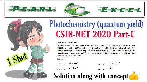 CSIR-NET Exam 2020 | solved question | Photochemistry | Quantum yield | PYQ | Physical Chemistry