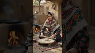 ❤️ BEAUTIFUL IRANIAN WOMEN MAKING BREAD ON FIRE AND TRADITIONAL COOKING IN VILLAGE ❤️#shorts