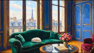 Cozy Cat In 1960s Paris | Vintage Record Scratch & Classical Music | Room Ambience screenshot 3