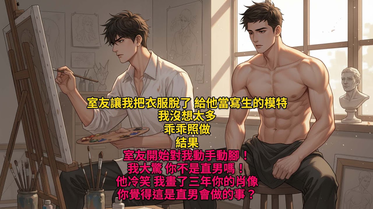 耽美|室友讓我把衣服脫了，給他當寫生的模特。我沒想太多，乖乖照做。結果，室友開始對我動手動腳？！！我大驚：你不是直男嗎？！他冷笑：我畫了三年你的肖像，你覺得這是直男會做的事？ 