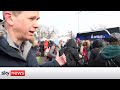 Ukraine Invasion: Sky correspondent in Lviv as thousands head to the border