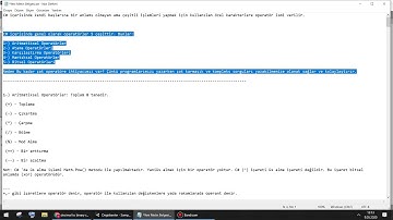 Operatörler  - C# Operatörler konusu (Giriş Part 1)