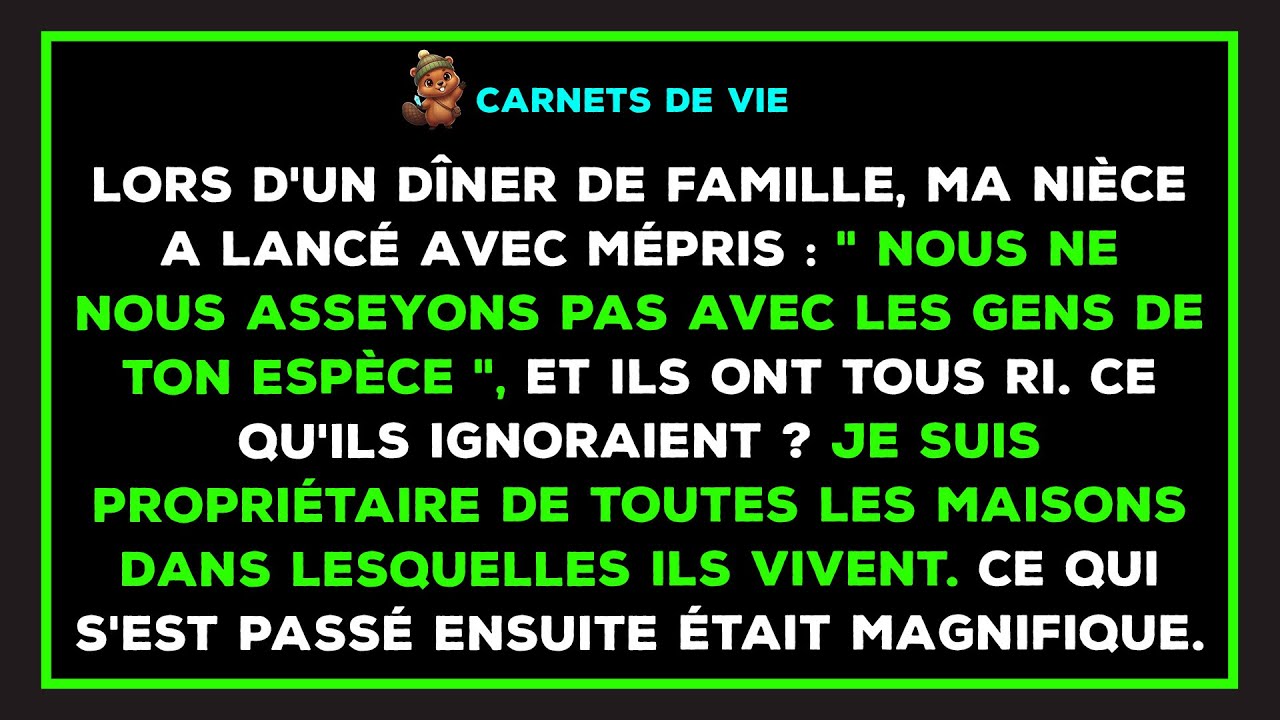 Ma nièce m'a rejeté au dîner. Ils ont ri. Mais ils ignoraient qui je suis vraiment.