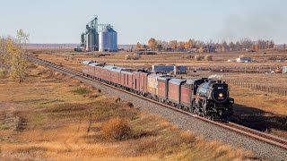 CP 2816 Steam Locomotive - The Empress on CPKC Brooks Sub and Freight Action - October 2023