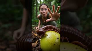 Look How Cute Red Millipede On The Fruit